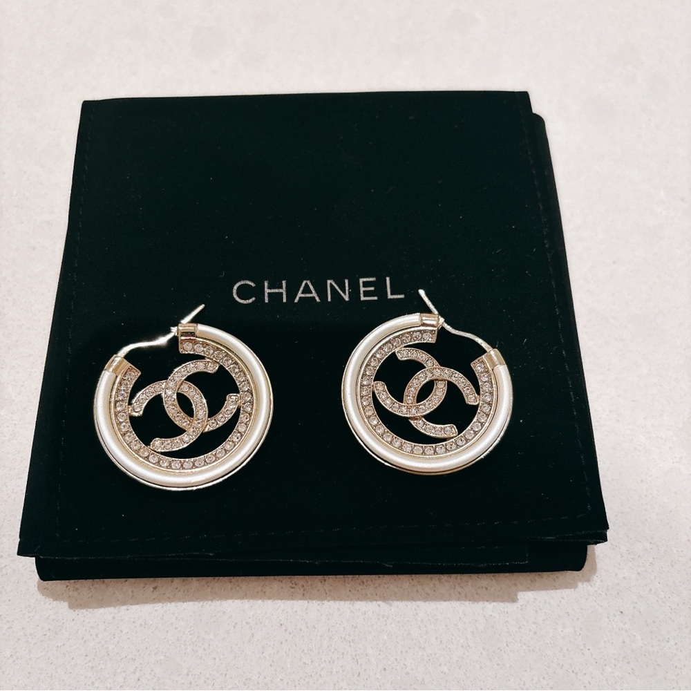 Chanel Gold and Silver Hoop Earrings